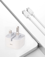 Adaptador de Corriente Plegable USB C de 20W con Enchufe del Reino Unido para Cargador, Cable de Carga Rápida, Adaptador de Cargador Apple para iPhone 16