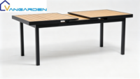Ensemble table et chaises de jardin modernes, durables, extensibles, mobiles, en plastique et bois, imperméables, résistants aux UV, à séchage rapide, pliables