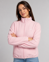 Veste polaire rose pour femme, entièrement zippée, col montant, chaude, pour l'automne et l'hiver, usage quotidien