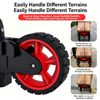 Chariot à main pliable multifonctionnel avec barre de traction télescopique en aluminium, chariot à plateau portable avec roues amortissantes