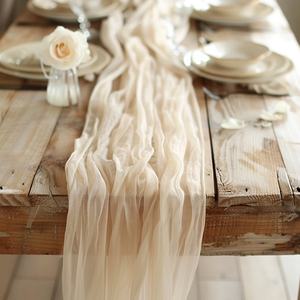 All'ingrosso evento personalizzato di nozze Chiffon Cheesecloth runner da tavolo 10ft <span class=keywords><strong>per</strong></span> la festa - Product Image 1