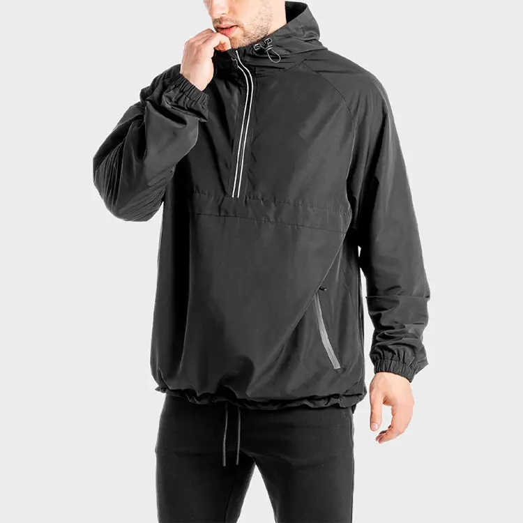 High Quality Sportswear 1/4 Quarter Zipper Half Windbreaker Jacket Nylon Men Half Zip Jacket Men Hoodies