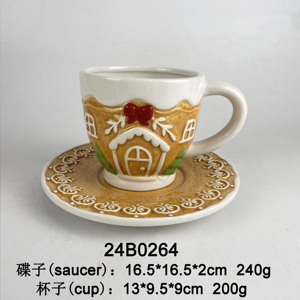 Tazas de cerámica con temática navideña con Papá Noel, hombre de jengibre, muñeco de nieve, casa de pan de jengibre, pingüino y señora Claus, Vasos - Product Image 6