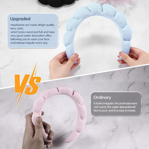 عصابة رأس للسبا بشعار مخصص، إسفنجية لغسل الوجه، ناعمة كالسحاب، عصابة شعر للعناية بالبشرة والمكياج للنساء والفتيات، للحمام والرياضة - Product Image 3