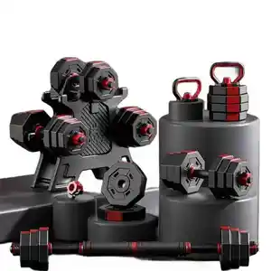 Factory Wholesale JUNSHANG Brand Black Cement Barbell Dumbbell Set Anti-Slip <strong>Handle</strong> Adjustable Free <strong>Weights</strong> 20kg 40kg 50kg Gym - Product Image 1