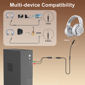 Auriculares con cable New Bee Silver Black Blue Color de 3.5mm y 6.35mm, supraaurales, para monitoreo de estudio, mezcla y aislamiento de sonido. - Product Image 3