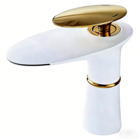 Robinet de lavabo cascade classique à trou unique en laiton, finition bronze antique, mitigeur chaud/froid pour salle de bain S-8007