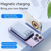 Nouvelle conception, batterie externe portable magnétique sans fil 10000mAh 22.5W à charge rapide 15W avec câbles intégrés et support pour téléphone