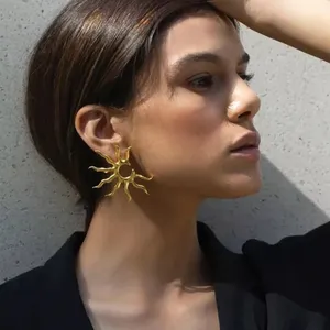 XINA New Trendy Sun Shape Stud Earrings for Women Bohemia Gold Irregular Geometry Alloy Flower Stud Earrings Female Jewelry