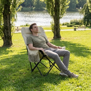 <span class=keywords><strong>Chaise</strong></span> pliante <span class=keywords><strong>de</strong></span> <span class=keywords><strong>camping</strong></span> d'extérieur avec dossier haut, réglage à 3 niveaux, <span class=keywords><strong>chaise</strong></span> portable pour pique-nique, siège individuel, coussin <span class=keywords><strong>confortable</strong></span> - Product Image 3