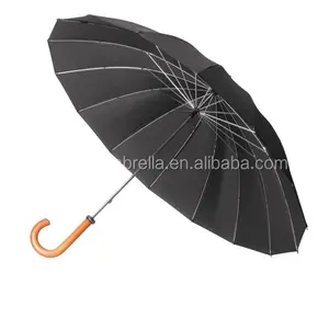 Espartilho de guarda-chuva, 60cm, 16 rebites abertos, punho de madeira, cor preta
