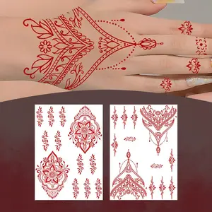 Customized Semi Permanent Full Arm Gold Body Back Red Henna Tattoo Sticker For Man