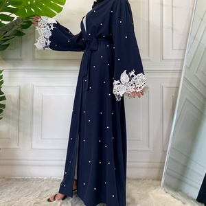 1637# Eid Navy Blue Open Abaya Dubai Turkey Muslim Hijab Dress Saudi Arabia Abayas for Women Pakistani Islam Clothing Caftan - Product Image 5