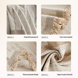 Funda de Sofá Nórdica Simple de Chenilla Color Caqui Glaciar, Estilo de Lujo Ligero, Universal para las Cuatro Estaciones, Antiarañazos para Gatos - Product Image 4