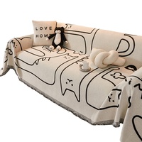 Housse de canapé en chenille élastique respirante motif chaton paresseux dessin animé toutes saisons une pièce intégrale anti-griffures pour chat