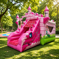 Château Gonflable Princesse Rose Combo Aire de Jeux Gonflable Maison de Rebond Sauterelle Certifiée CE Légère
