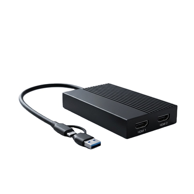 TUTI 2 in 1 Usb Hub USB and Type c to Dual HDTV 4k60hz Dual Monitor Adapter MST Protocol Type c Docking Station