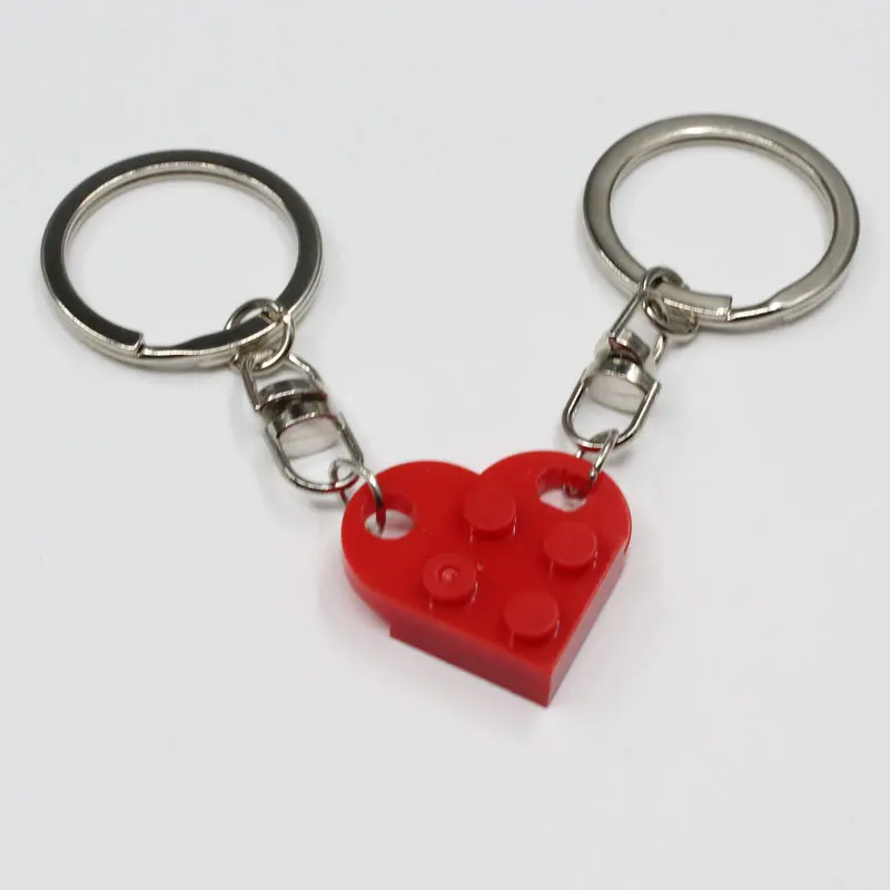 Брелок M20 с милыми сердечками и кирпичами для пар, украшение для ключей в виде элементов Lego для друзей, женщин, девочек, мальчиков, подарок на день рождения