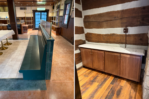 <b>Rustic</b> Luxury Coffee & Retail Shop <b>Fixtures</b> | Live Edge Wood, Brass, Stone, Modular Display & Turnkey Café Interior Design - Product Image 4
