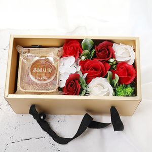 Regalo de boda Set cumpleaños artificiales de Rose la cabeza Rosa jabón de la flor con tarjeta de felicitación - Product Image 4