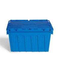 Conteneur en PP à parois perforées avec couvercle attaché TSS-TBX, empilable, emboîtable, capacité de charge de 55 L, 40 kg, épaisseur de 2,5 mm, boîtes logistiques pour la chaîne d'approvisionnement