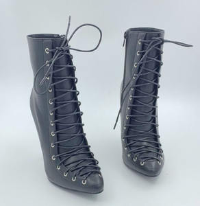 JB018 DELL'UNITÀ di elaborazione in pelle nera <span class=keywords><strong>tacco</strong></span> <span class=keywords><strong>alto</strong></span> <span class=keywords><strong>stivali</strong></span> della caviglia delle donne - Product Image 3