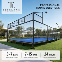 Terrain de padel panoramique extérieur complet avec mur en verre, structure en acier, éclairage LED, gazon artificiel, système complet pour clubs de padel