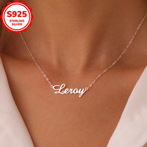 Source Usine Recruter <span class=keywords><strong>Agent</strong></span> Personnalisé Bijoux Plaqué Or 925 Sterling Silver Nom Plaque Collier pour Memorial Day - Product Image 3