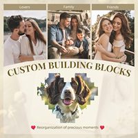 Blok Bangunan Foto Bentuk Hati yang Dipersonalisasi, Hadiah untuk Pasangan, Kenang-kenangan Keluarga, Blok Bangunan Kustom
