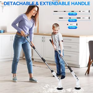 Electric Cordless <strong>Bathroom</strong> <strong>Cleaner</strong> Long Handle IPX7 Waterproof 5 Replaceable Brush Heads 2 Speeds for Floor <strong>Tile</strong> Tub Plastic - Product Image 5