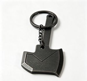 Porte-clés en métal noir en forme d'axe, en alliage de zinc, souvenir vintage, cadeau promotionnel - Product Image 3