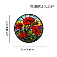 Pin Enamel XR, Bros Bunga Poppy Kaca Patri, Pin Kerah, Enamel Custom, Nikel Hitam, Grosir, Bros Bunga Liar