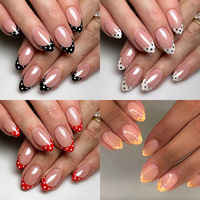 Faux ongles courts de haute qualité, style français, forme ovale classique, motif imprimé, en ABS, à presser