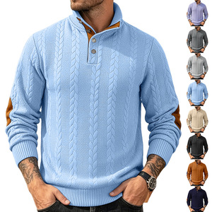 Maglione a Collo Alto da <span class=keywords><strong>Uomo</strong></span> <span class=keywords><strong>Taglie</strong></span> Forti, Vestibilità Ampia, Maniche Lunghe, in Maglia, Traspirante, in Poliestere, Stile Retrò, Tinta Unita, per Autunno - Product Image 1