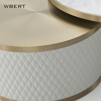 WBERT Table basse italienne de luxe en cuir et métal Rock Board Simple moderne haut de gamme créative haut de gamme Design bas pour le salon