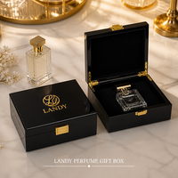Boîte cadeau de luxe en bois noir brillant pour parfum, finition piano, emballage de parfum personnalisé, vente en gros, parfum sur mesure