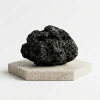Diffuseur d'huiles essentielles en pierre de lave naturelle minimaliste nordique avec plateau hexagonal en travertin, diffuseur d'air en pierre volcanique