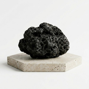 Diffuseur d'huiles essentielles en pierre de lave naturelle minimaliste nordique avec plateau hexagonal en travertin, diffuseur d'air en pierre volcanique - Product Image 4