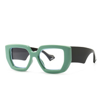 Lunettes de vue carrées surdimensionnées rétro colorées tendance 2026 avec logo personnalisé, anti-lumière bleue, pour femmes