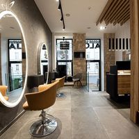 Miroir mural de salon de coiffure, miroir rond de salon avec lumière LED, mobilier de salon