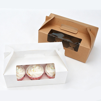 Boîte à cupcakes recyclable et écologique avec poignée, boîte cadeau en carton multi-tailles avec logo personnalisé