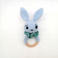 Jouet hochet en crochet fait main pour bébé, lapin doux en peluche avec rembourrage en coton PP, doudou pour enfants