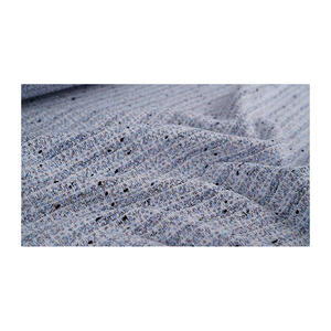 Tela Tweed de Primera Calidad Hecha en Corea, Diseño Elegante, Rayas Multicolores en Blanco y Azul Cielo, Tejido Metálico, Servicio OEM y ODM, Tela Textil Tejida Personalizada - Product Image 4