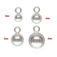 Solide 925 Sterling Silver 3-6mm Boule Ronde Perles Charmes Queue Chaîne Goutte Pendentif Suspendu pour DIY Boucles D'oreilles Fabrication de Bijoux Résultats