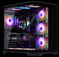 Boîtier PC Cube en Verre Panoramique Installable avec Écran Géant, Tour EATX pour Ordinateur de Jeu, Ventilateurs de Refroidissement Liquide 36cm