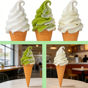 17cm Plastic Eco-Friendly Ice Cream Set Three Pieces White Matcha Mixed Soft Swirl Vanilla Model Realistic Food Simulation Shop - Product Image 3