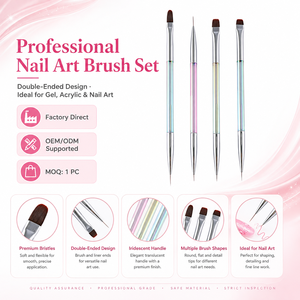Custom Logo Dual Head Nail Art Brush Nylon Bristles Gel <b>Builder</b> Liner Pen for Salon Manicure - Product Image 2