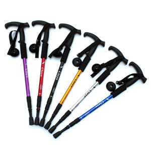 Bâton de randonnée télescopique en alliage d'aluminium Cleye, antichoc, poignée en T, quatre sections - Product Image 5