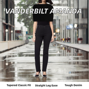 Jean en denim uni coupe droite Amanda pour femme Gloria Vanderbilt, nylon/coton, délavage moyen, longueur complète - Product Image 2