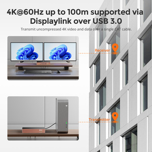 Extensor KVM HDMI de 100m con Salida Dual 4K 60Hz, Compatible con <span class=keywords><strong>Displaylink</strong></span>, con Audio y Micrófono de 3.5mm para Gestión de Salas de Servidores - Product Image 3